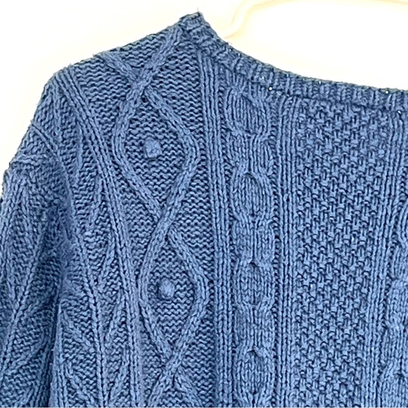 Talbots Blue Silk Blend Cable Knit Pullover Sweater - Picture 7 of 11